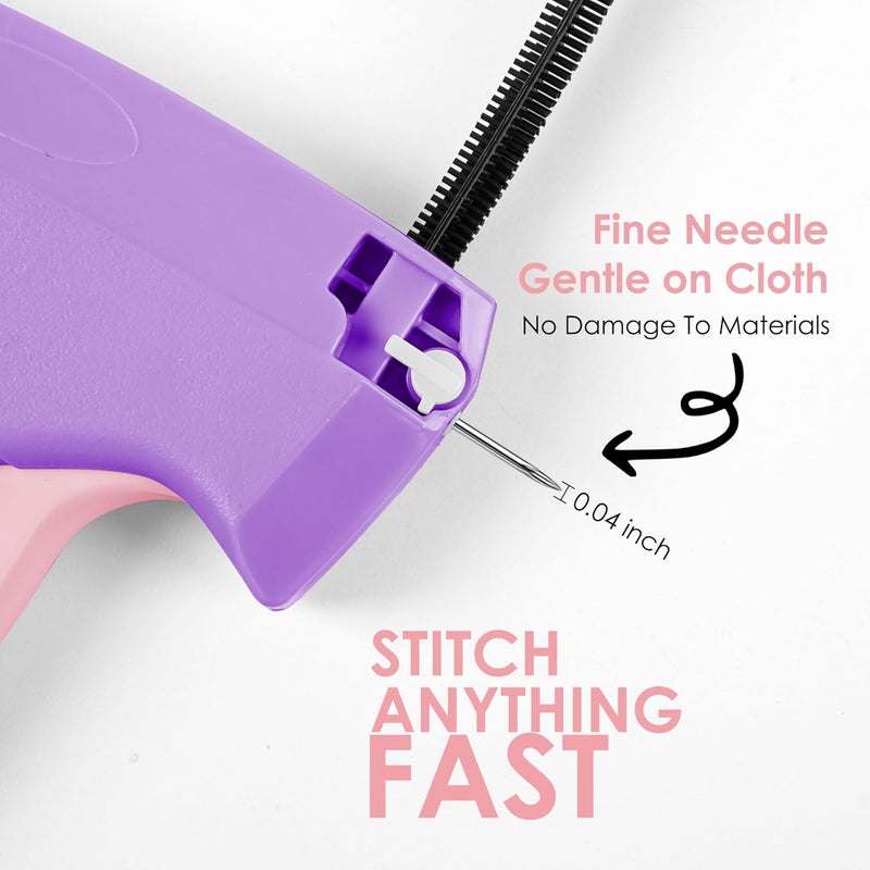 Scopck Stitch Gun for Clothes - Handheld Stitch Gun Quick Clothing Fixer - Tagging Gun - Includes 6 Needle, 1000 Black Fasteners & 1000 White Fasteners (Pink/Orange) - Image 3